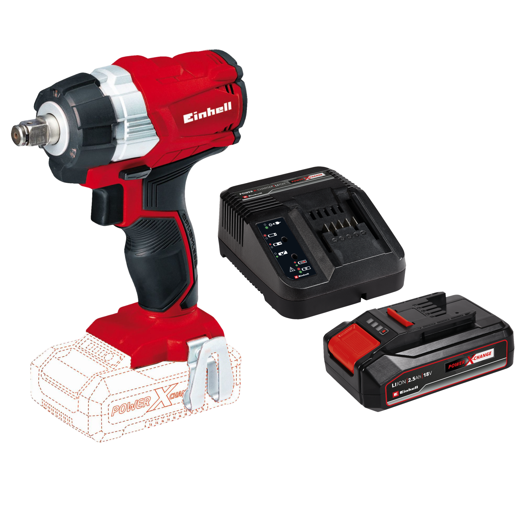 Einhell TE-CW 18V Li Slagnøgle med 2,5Ah batteri og lader