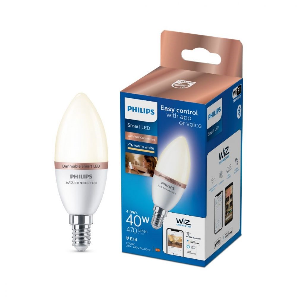 Philips Smart LED E14 C37 4,9W White pære