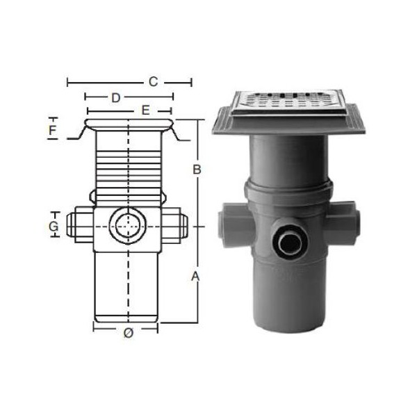 Afløbsskål m/ sideindløb 110 mm