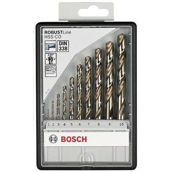 Bosch Robust Line Metalborsæt HSS-Co 1-10 mm DIN 338 - 10 Dele