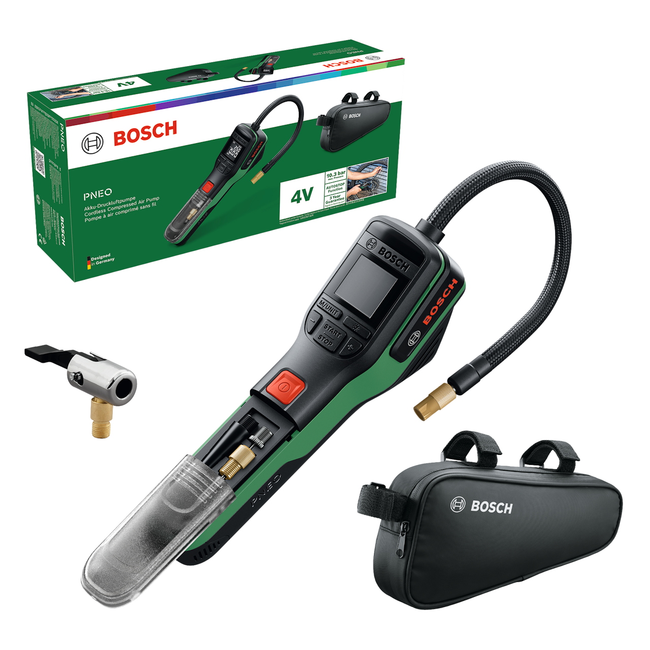 Bosch PNEO Batteridrevet trykluftpumpe med cykeltaske