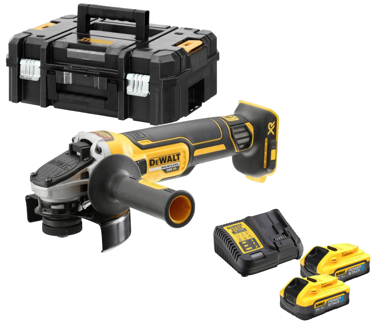 Dewalt DCG405H2T-QW 18V XR Vinkelsliber med 2 stk. 5,0Ah batteri og lader