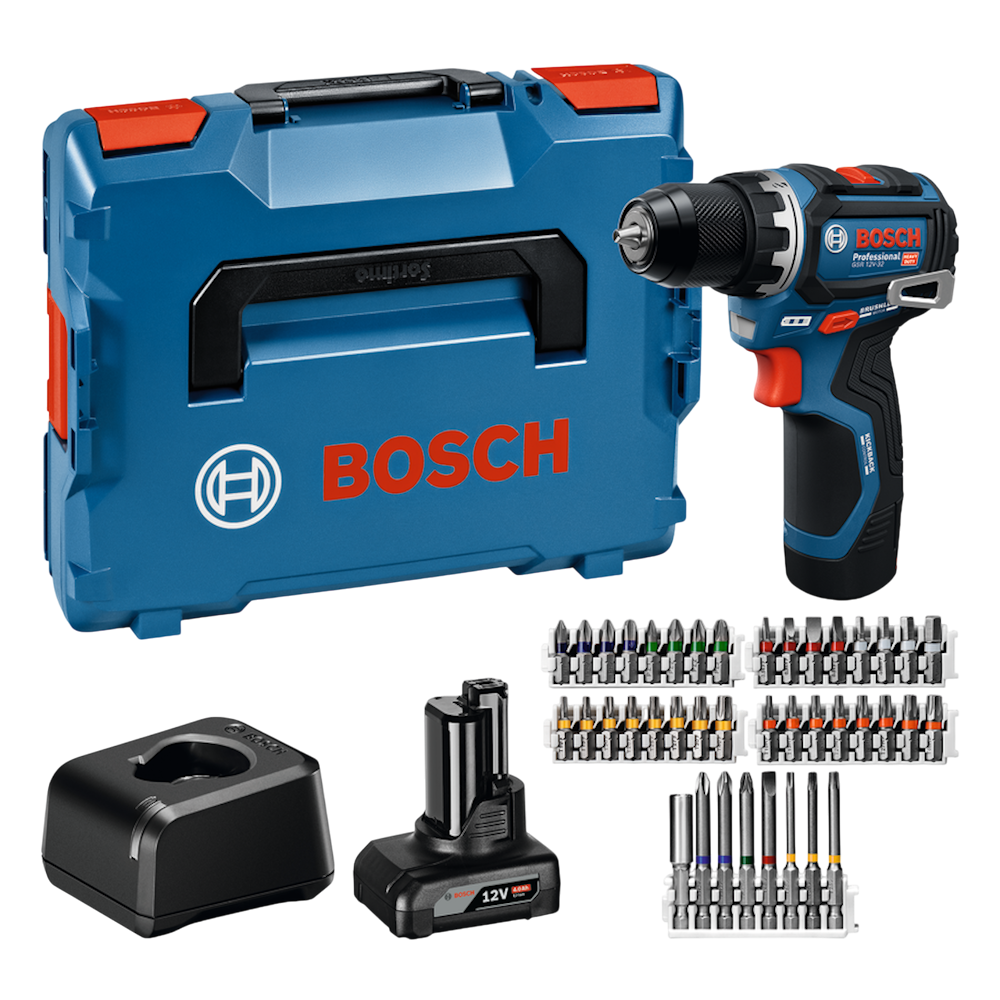 Bosch Professional GSR 12V-32 Bore-/skruemaskine med 2,0/4,0Ah batteri, lader og L-BOXX 102