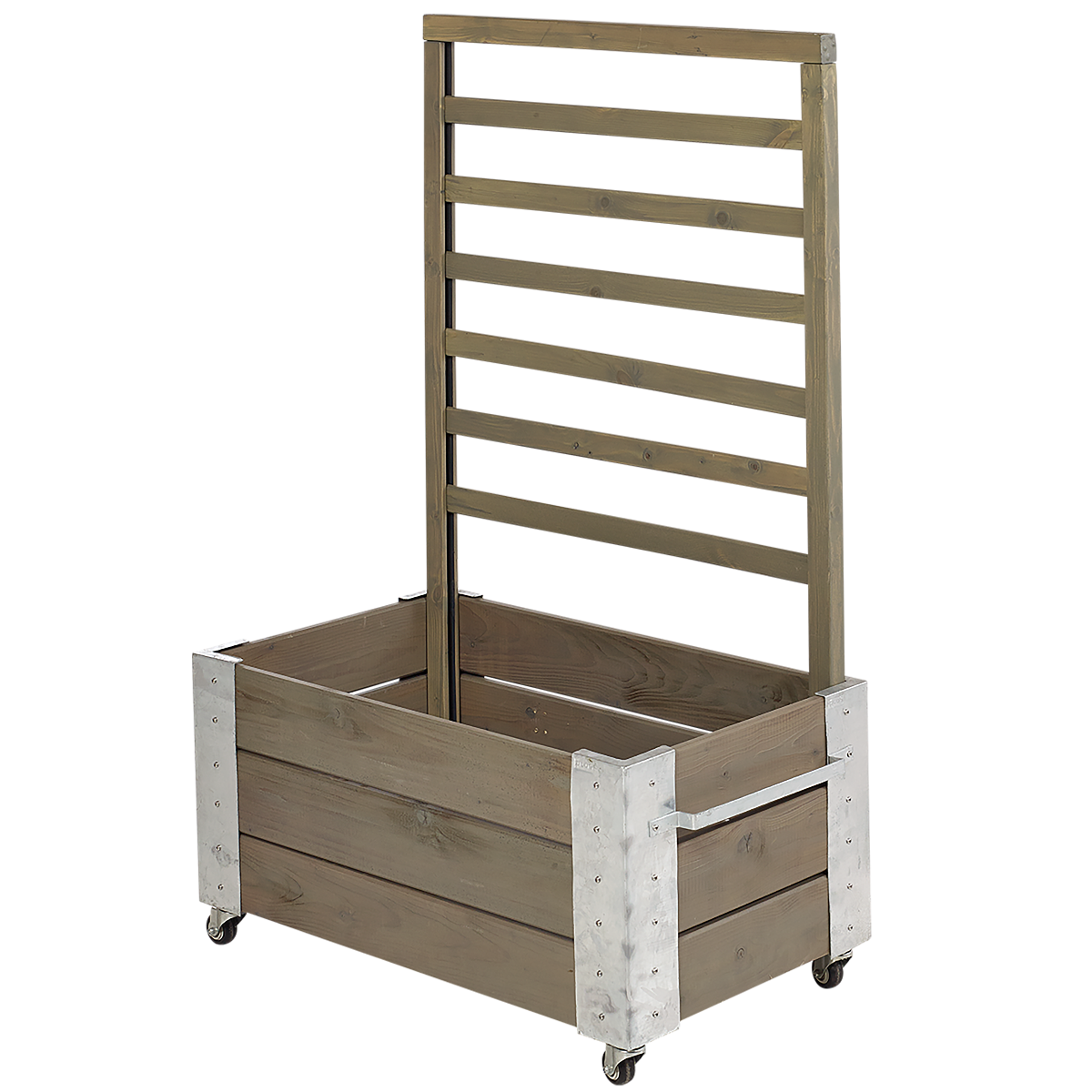 Plus Cubic Blomsterkasse med espalier og hjul 130 cm - Gråbrun