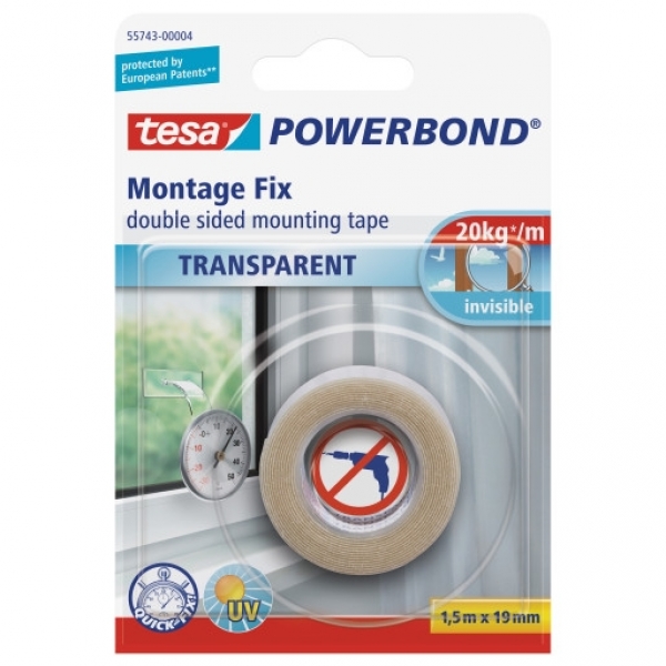 Tesa Powerbond Transparent Montagetape – 1,5m