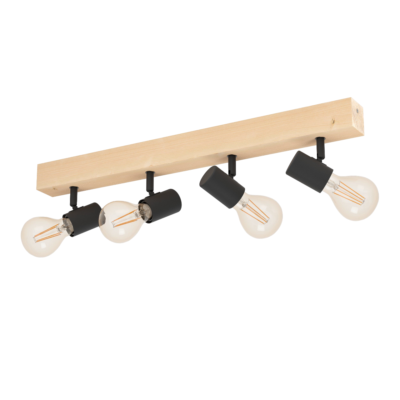 EGLO Townshend Spotlampe 4 i træ/sort