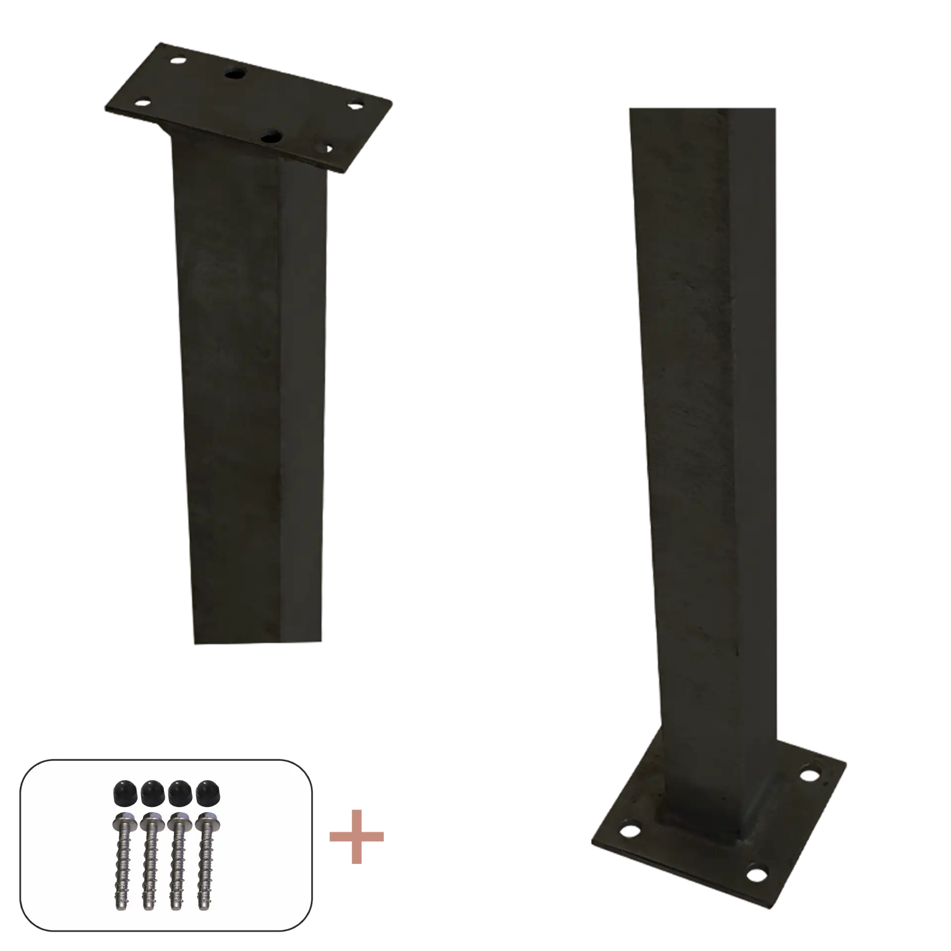 Plus Stålstolpe m/fod til håndliste inkl. bolte i sort 4,5×4,5×103,3 cm