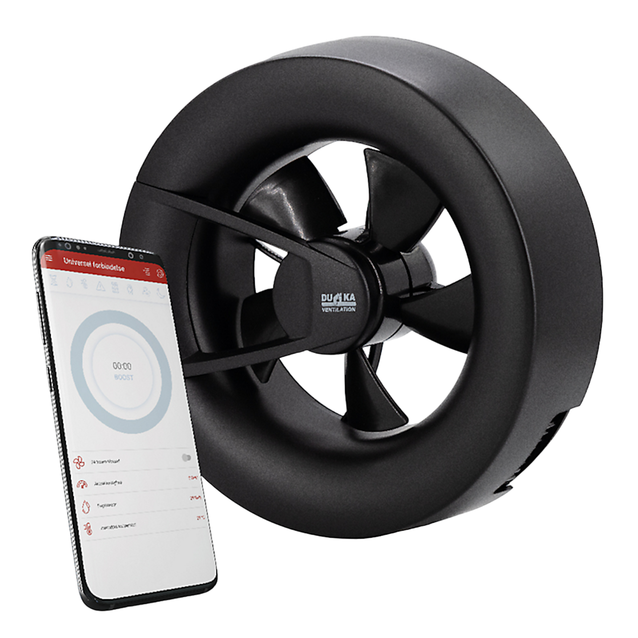 Duka S8 Ventilator med Wi-Fi i sort
