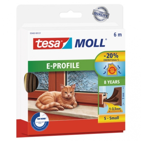 Tesa E-profil Gummi Tætningsliste Brun – 9mm x 6m