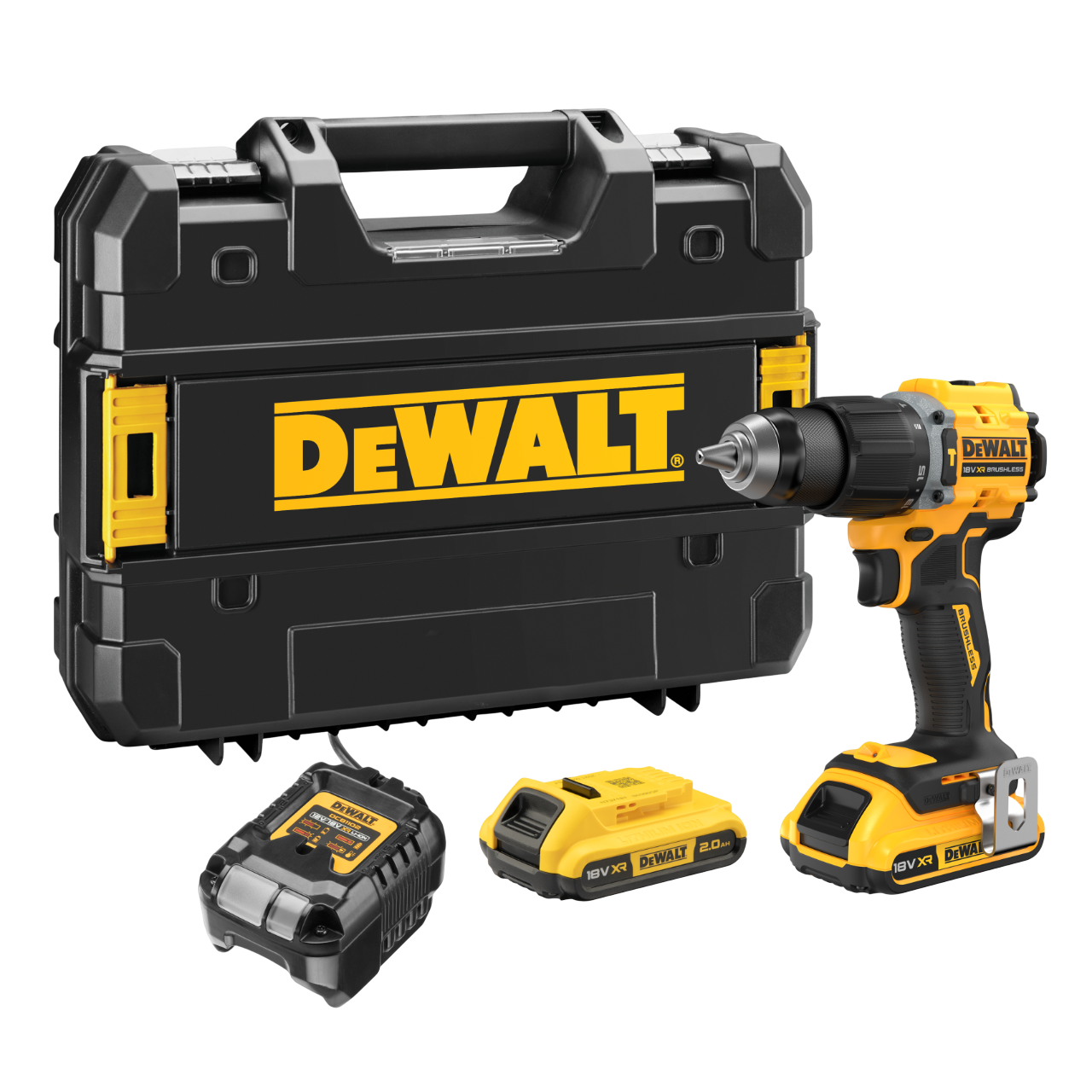 DeWALT DCD799D2T-QW Slagbore-/skruemaskine med 2 stk. 2,0Ah batteri, lader og TSTAK