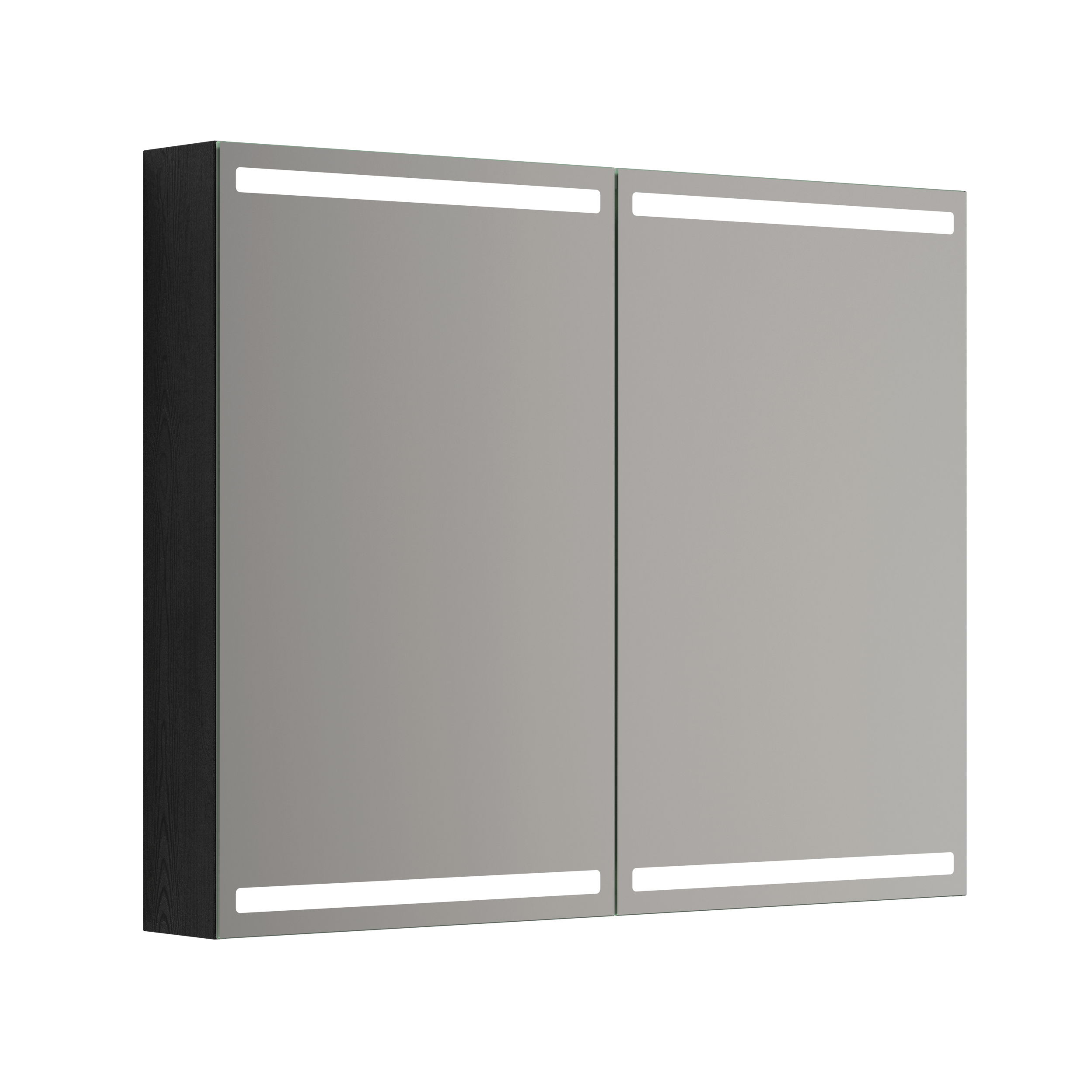 Scanbad Luna Level Spejlskab 80x100 cm m/2 låger - sort eg