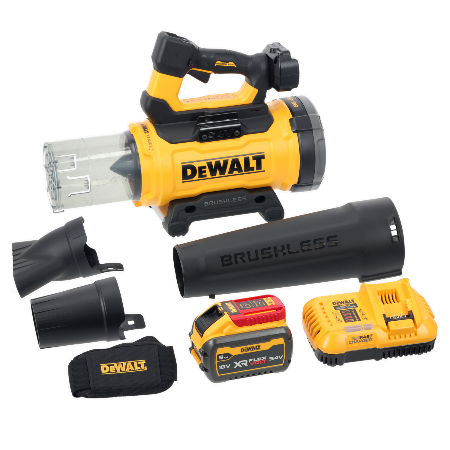 DeWALT DCMBL777X1-QW 54V XR FV Løvblæser med 9Ah batteri og lader