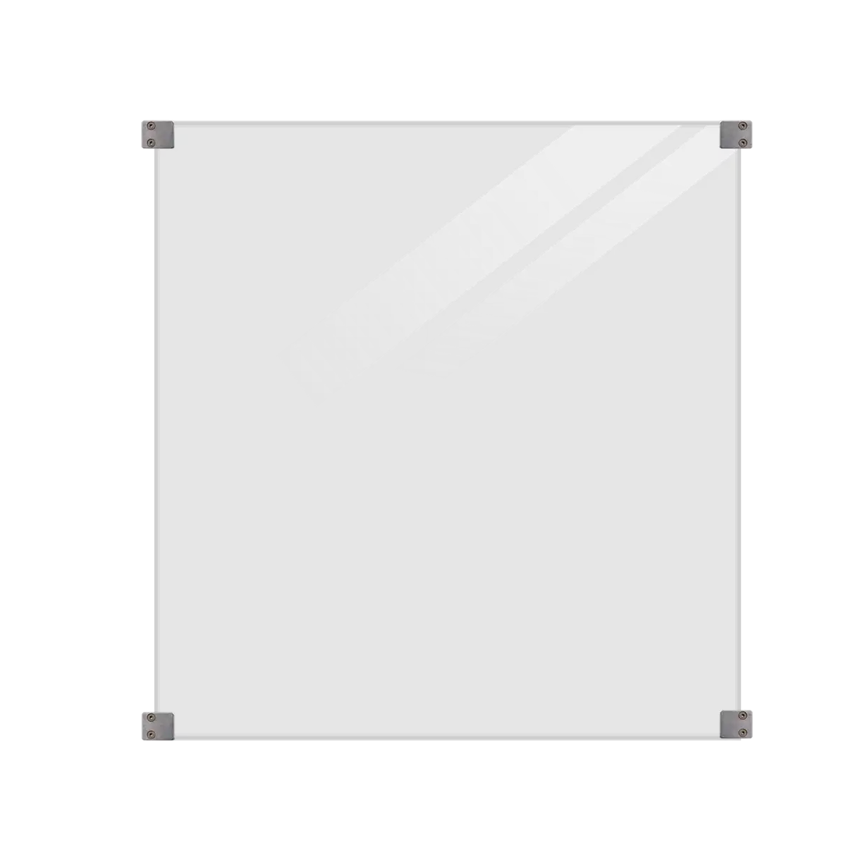 Plus Lamineret Glashegn 90×91 cm i røgfarvet gråsort - m/galv. beslag