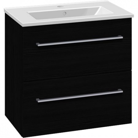 Scanbad Multo+ Badeværelsesmøbel 61 cm med Amber Mini porcelænsvask og 2 metalskuffer i sort