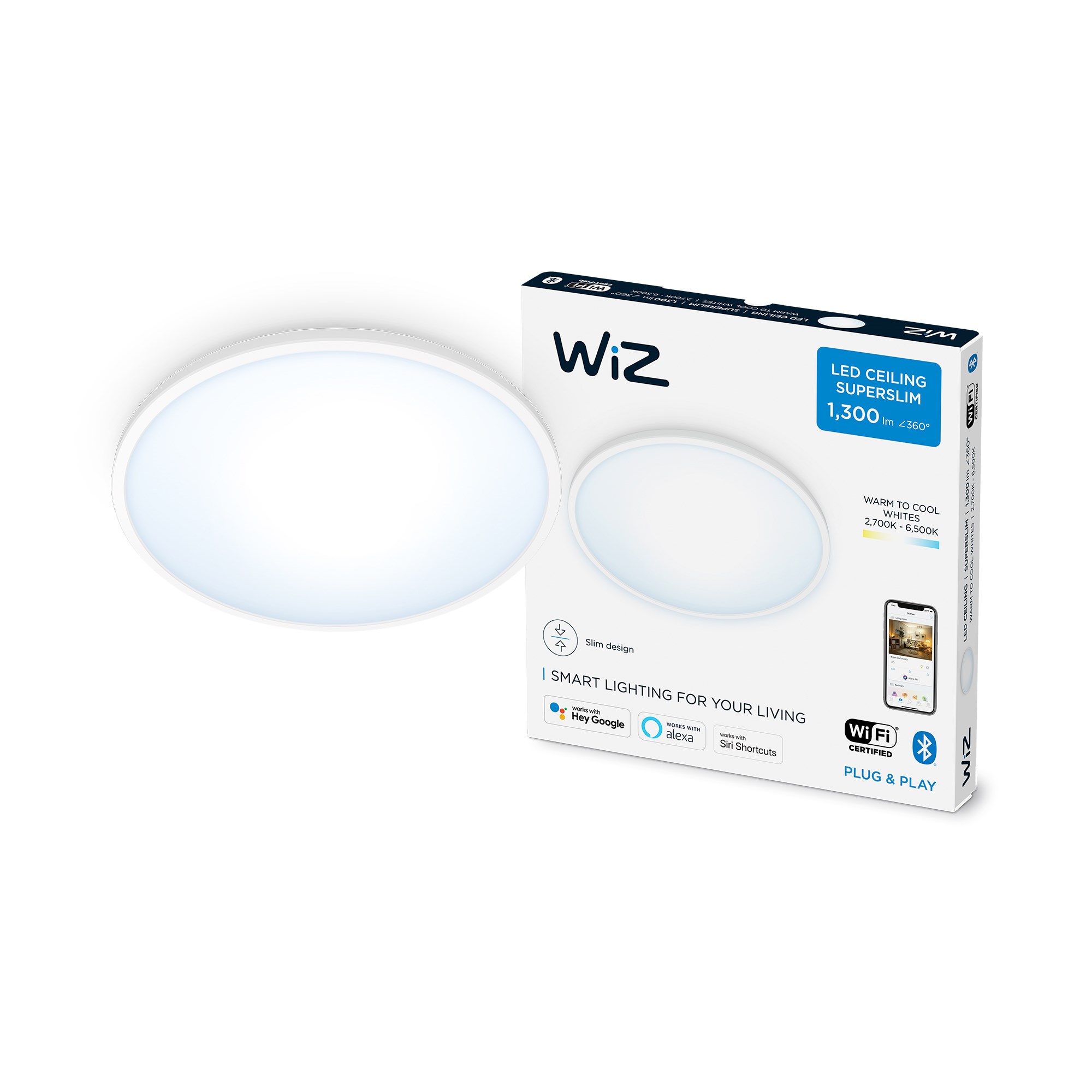 WiZ SuperSlim Tunable White 14W Ø24 plafond i hvid