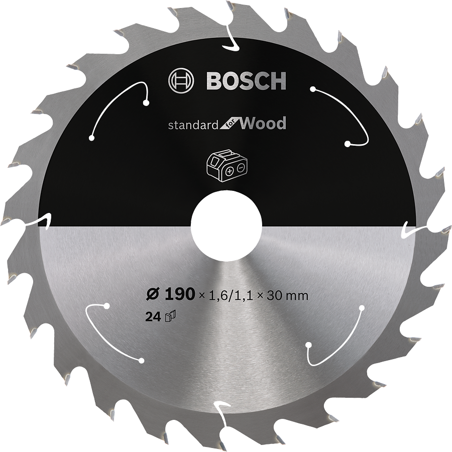 Bosch Standard for Wood-rundsavsklinge til batteridrevne save 190x,6/1,1x30 - 24T