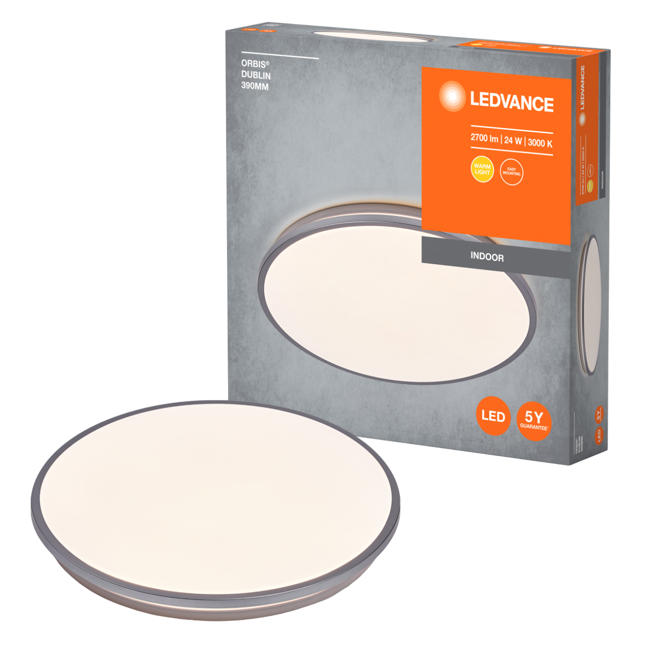 LEDVANCE Orbis Dublin 390 mm 24W 830 Loftlampe i sølv