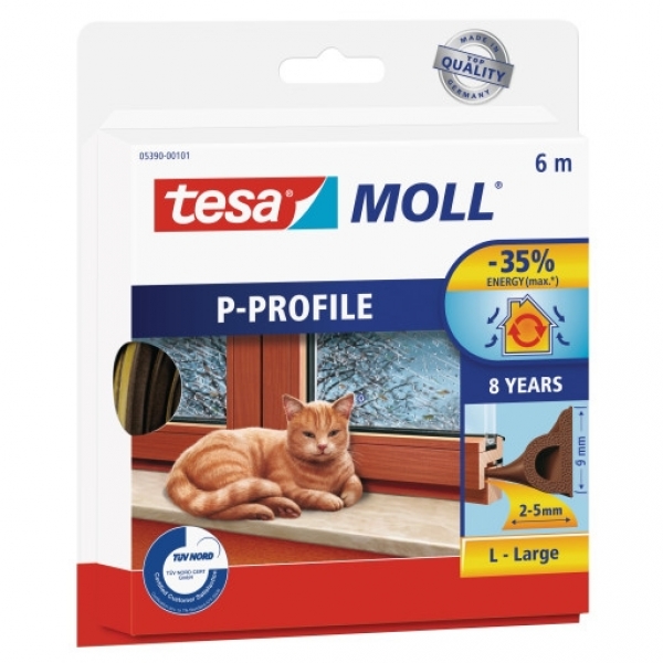 Tesa P-profil Gummi Tætningsliste Brun – 9mm x 6m