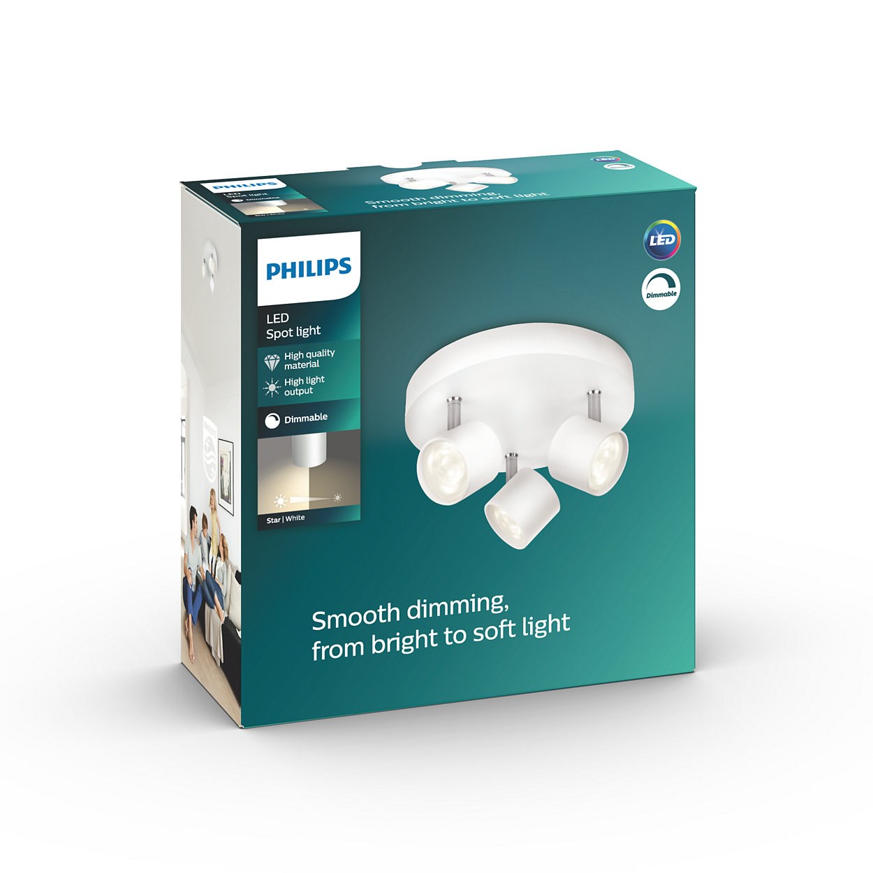 Philips myLiving Star LED m/3 spot i hvid - 562433116