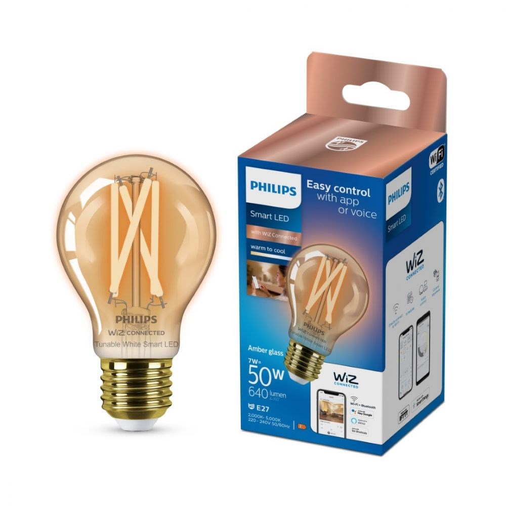 Philips Smart LED E27 A60 7W Filament Rav Tunable White pære