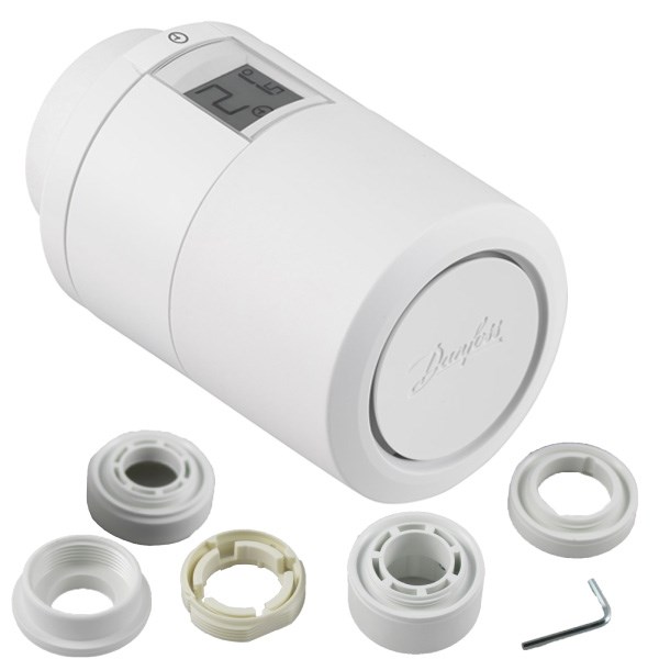 Danfoss Eco 2 Home elektronisk radiatortermostat bluetooth inkl. adaptersæt - ny model 014G1115