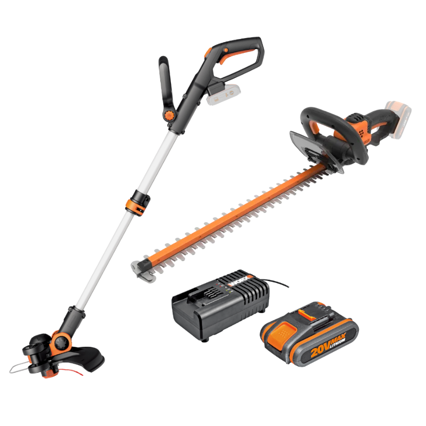 Worx WG918E 20V PowerShare Græstrimmer og hækkeklipper med 2,0Ah batteri og lader