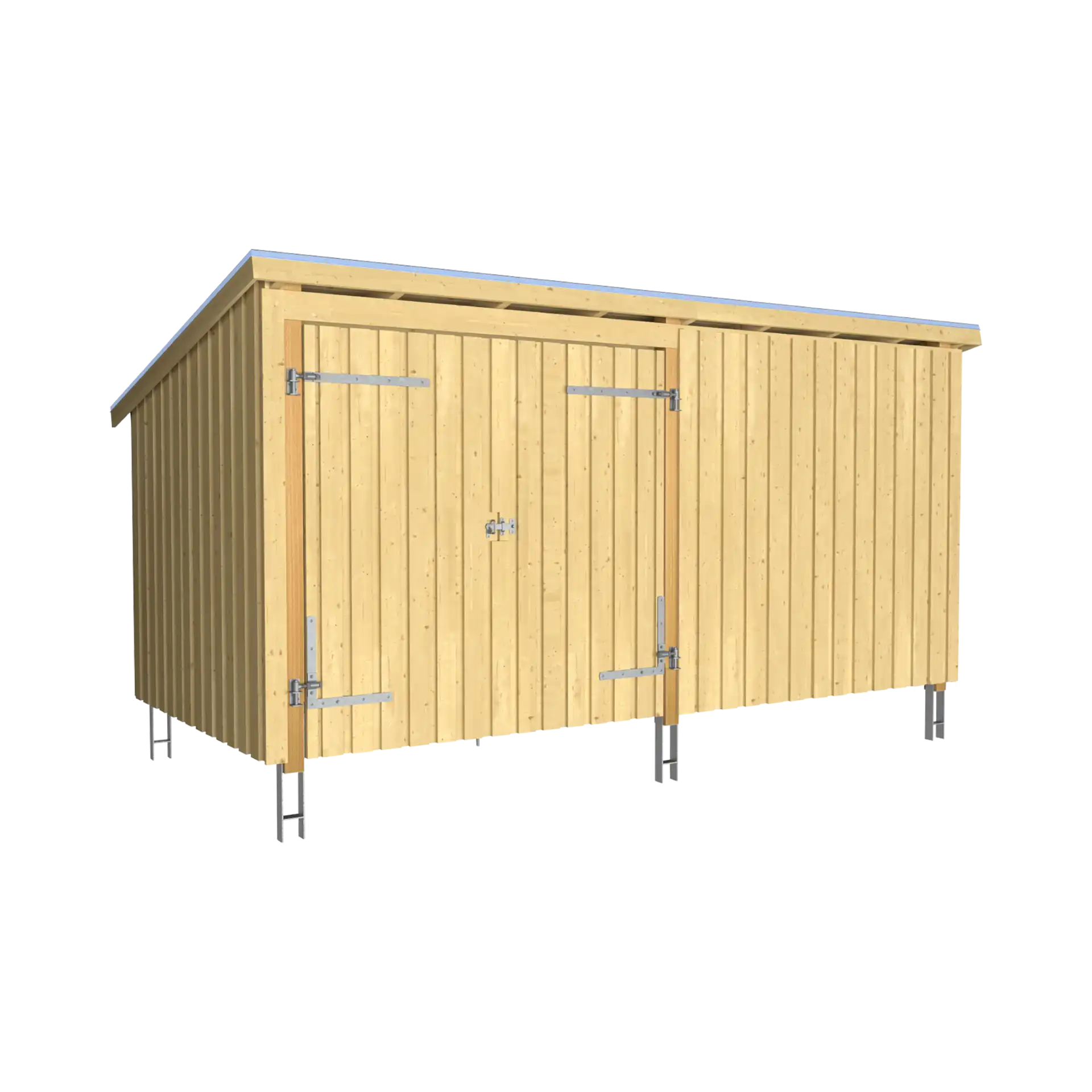 Plus Nordic Multi Havehus 9,5 m² - 2 moduler m/dobbeltdør og lukket front inkl. tagpap/alulister/stolpefødder