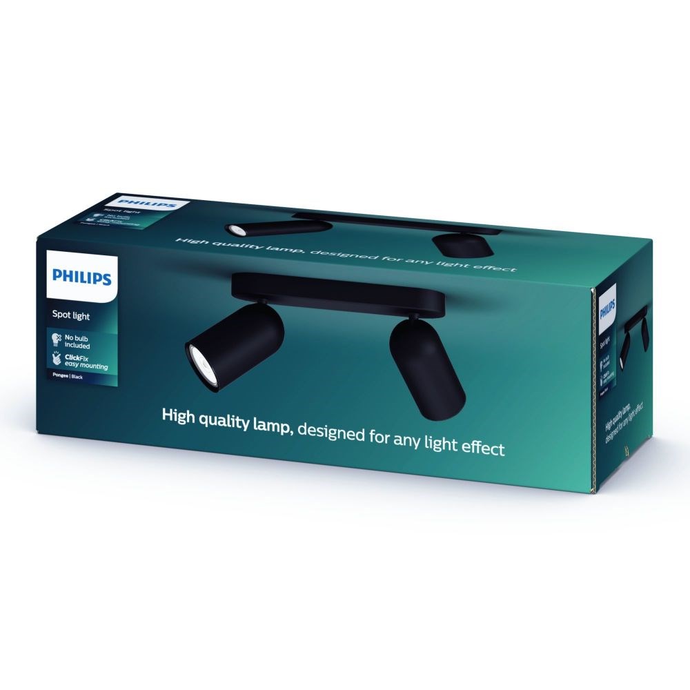 Philips myLiving Pongee dobbelt spot i sort - 5058230PN