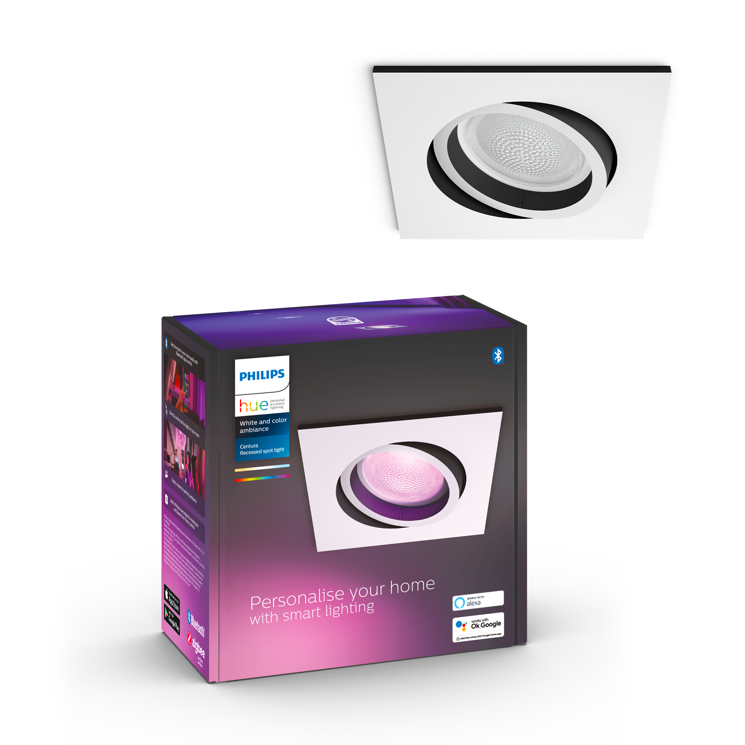 Philips Hue Centura WCA BT Firkantet indbygningsspot i hvid