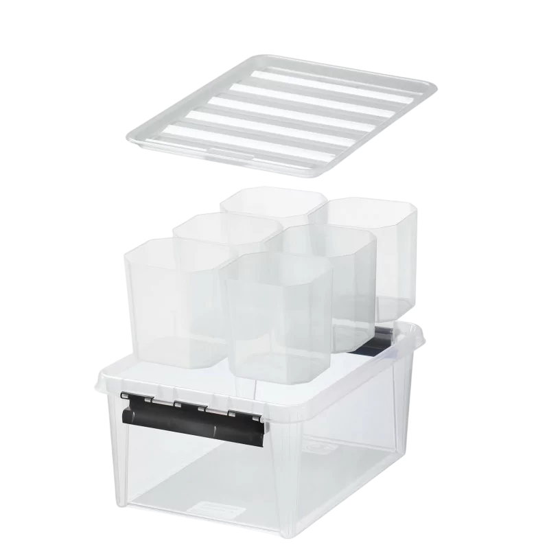 SmartStore Classic 14 L Opbevaringskasse med 6 indsatser og låg i transparent