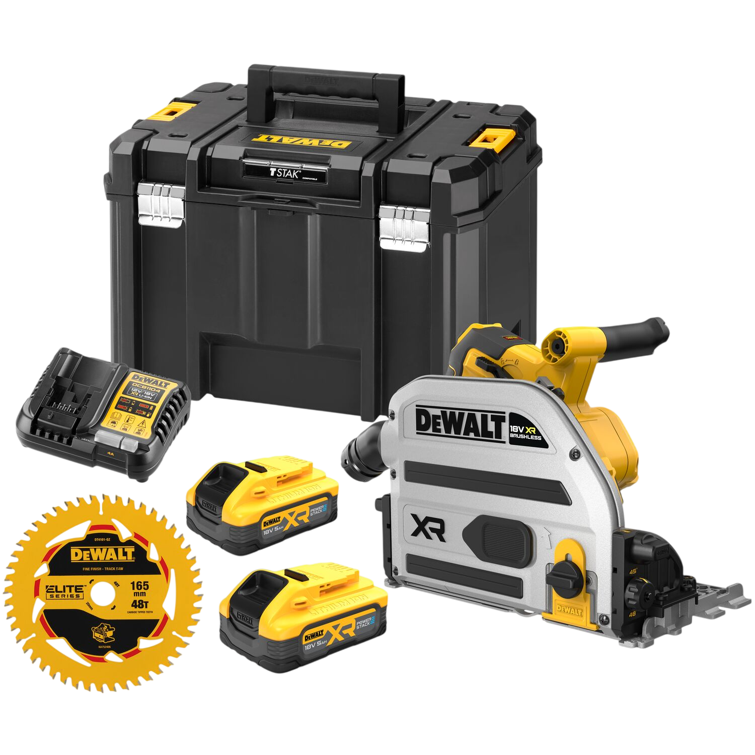 Dewalt DCS525H2T-QW 18V XR Dyksav med 2 stk. 5,0Ah PowerStack batteri, lader og TSTAK