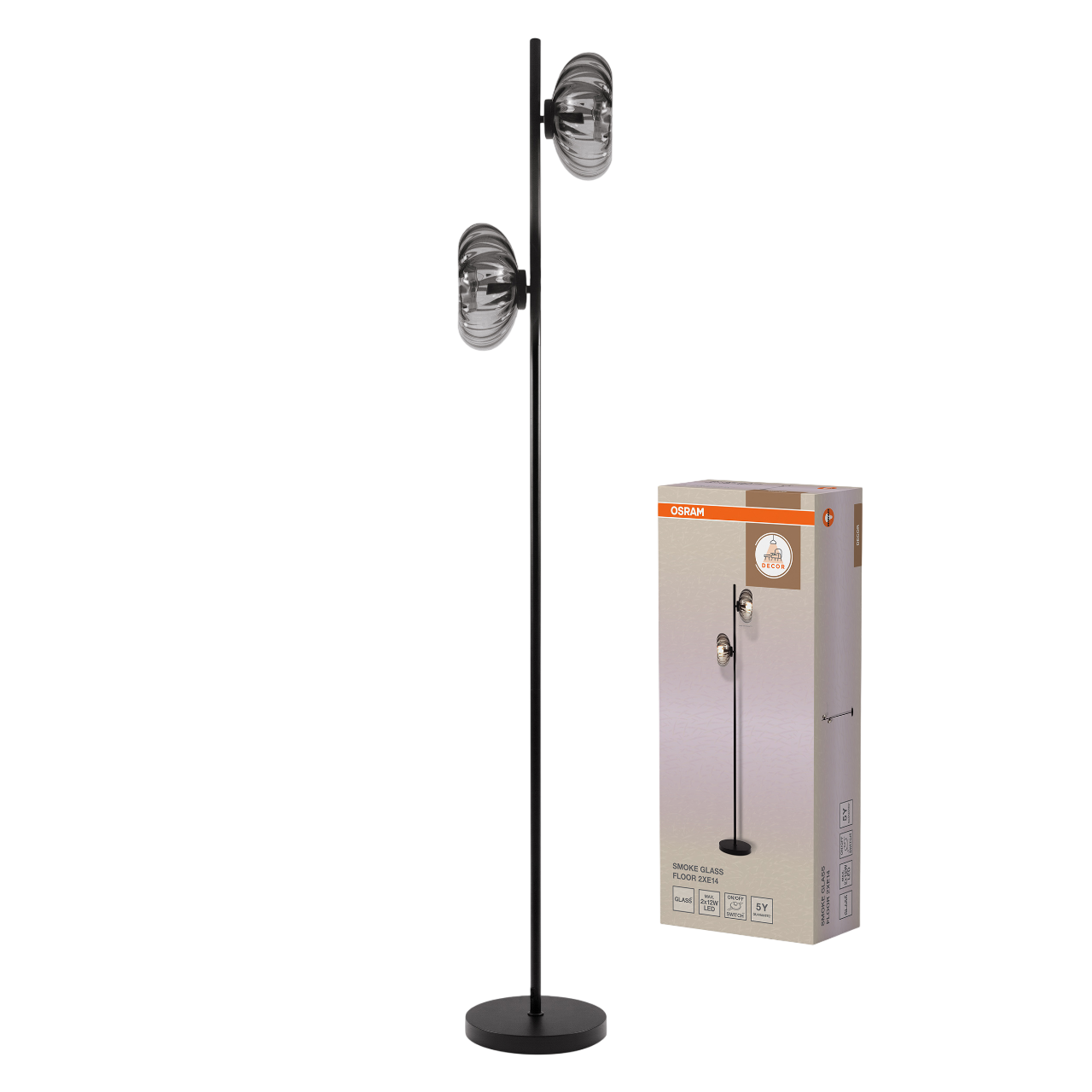 Osram Decor Smoke Glass Gulvlampe i sort
