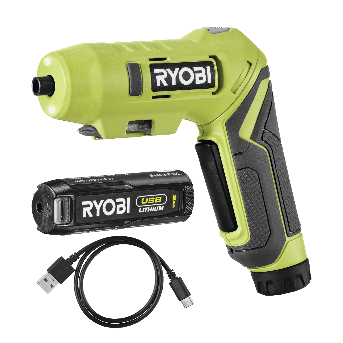 Ryobi RSDP4-120G 4V USB Lithium Skruetrækker med 2,0Ah batteri og ladekabel