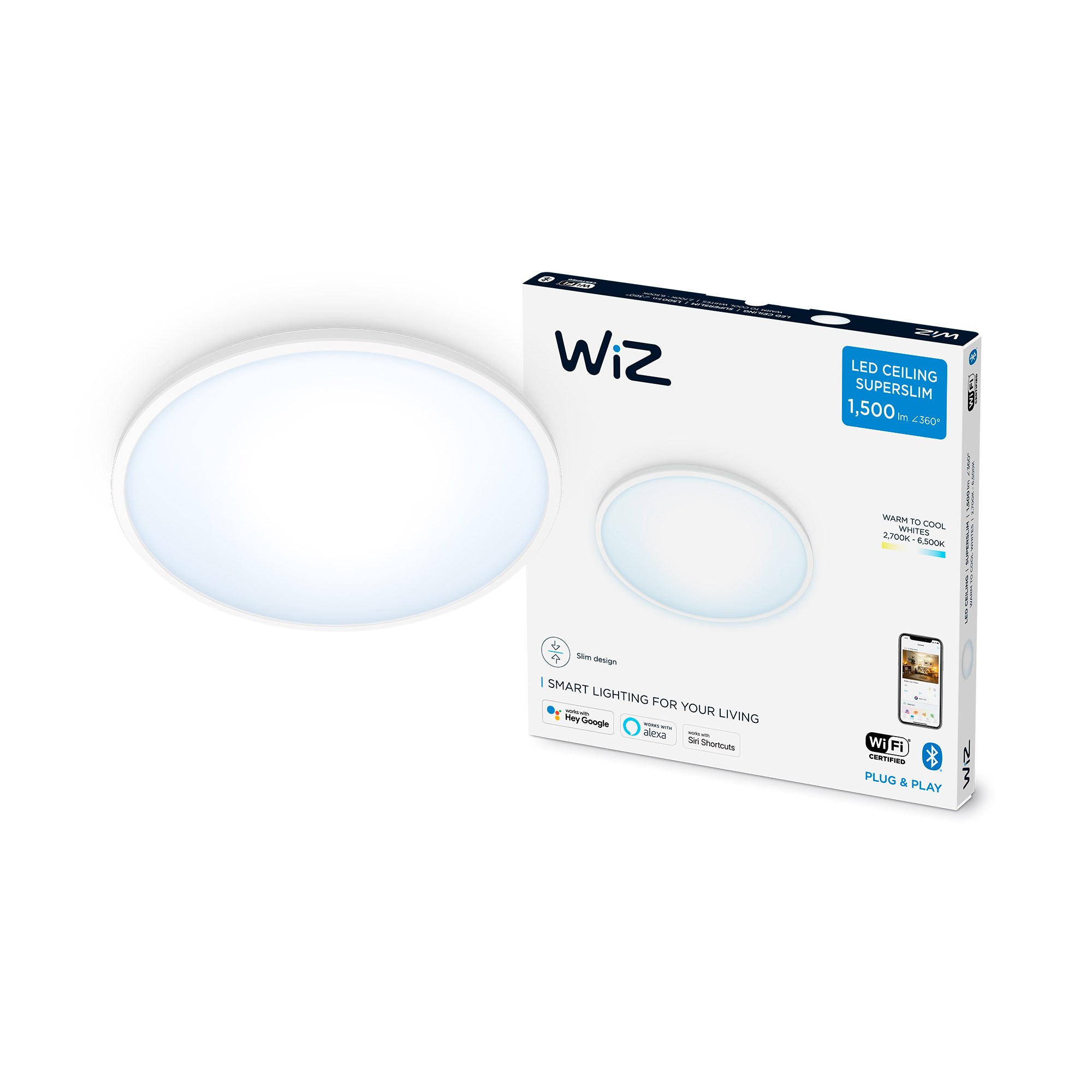WiZ SuperSlim Tunable White 16W Ø29 plafond i hvid