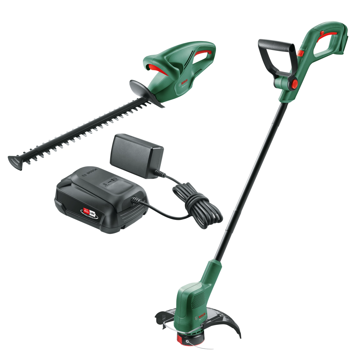 Bosch 18V Græstrimmer og hækkeklipper med 2,0Ah batteri og lader
