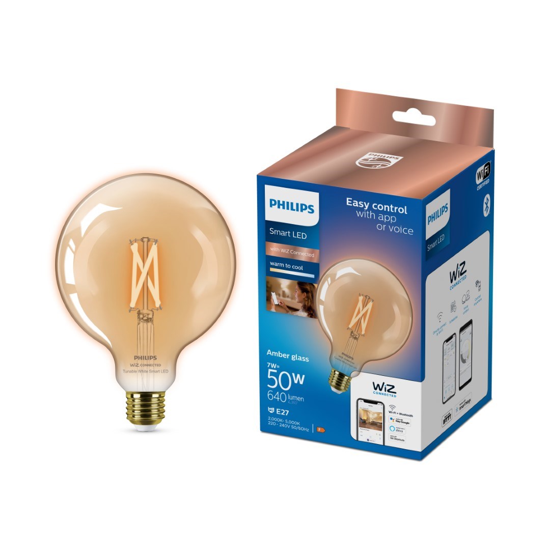 Philips Smart LED E27 G125 7W Filament Rav Tunable White pære