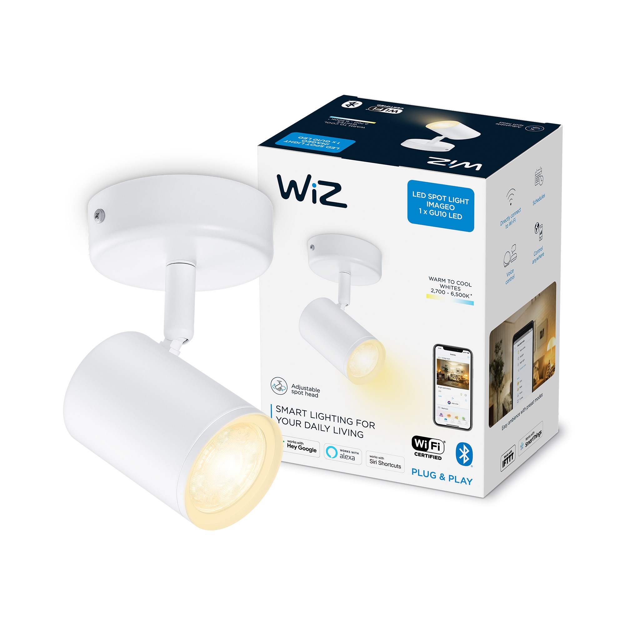 WiZ Imageo Tunable White enkelt spot i hvid