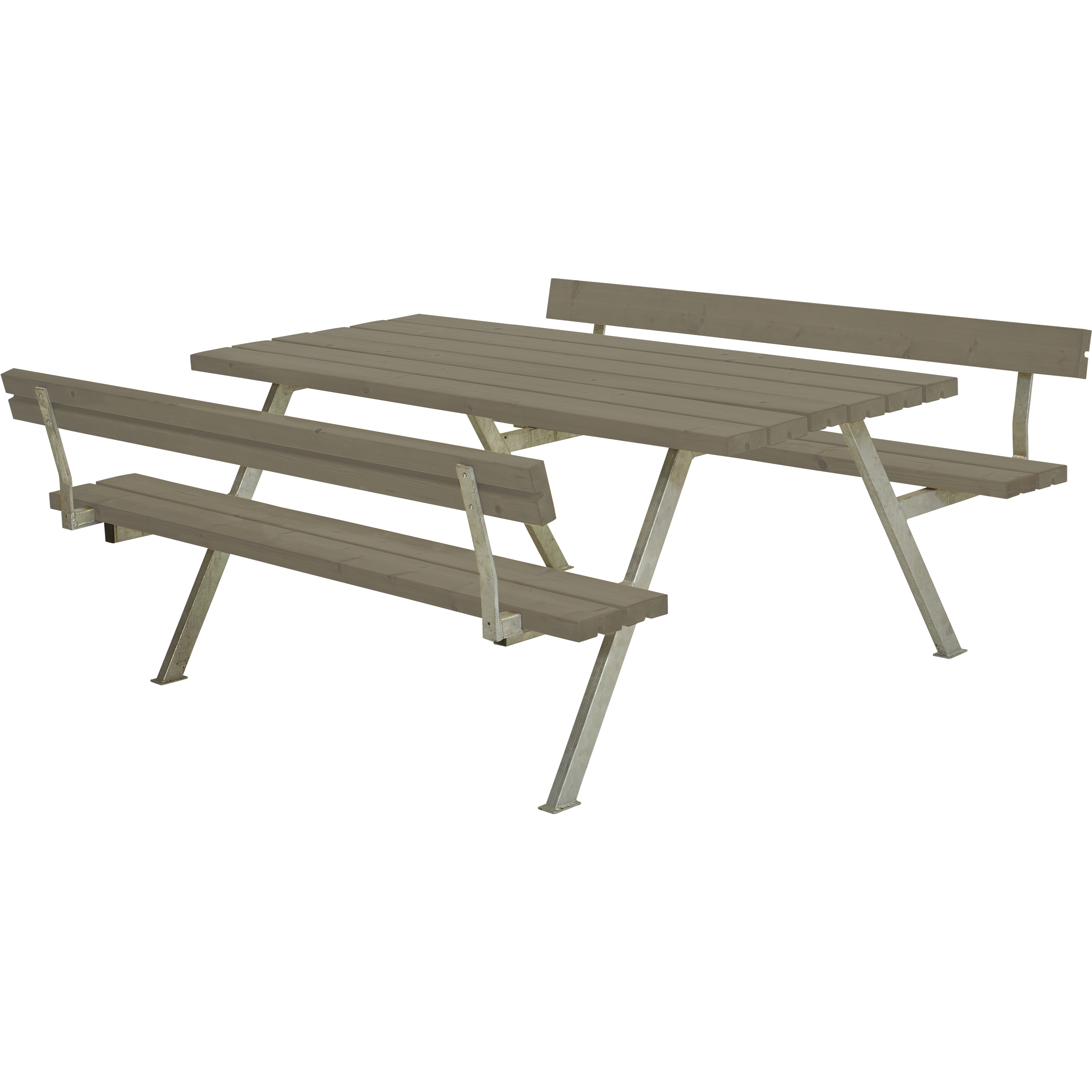 Plus Alpha Bord/Bænkesæt m/2 ryglæn 177 cm - Gråbrun