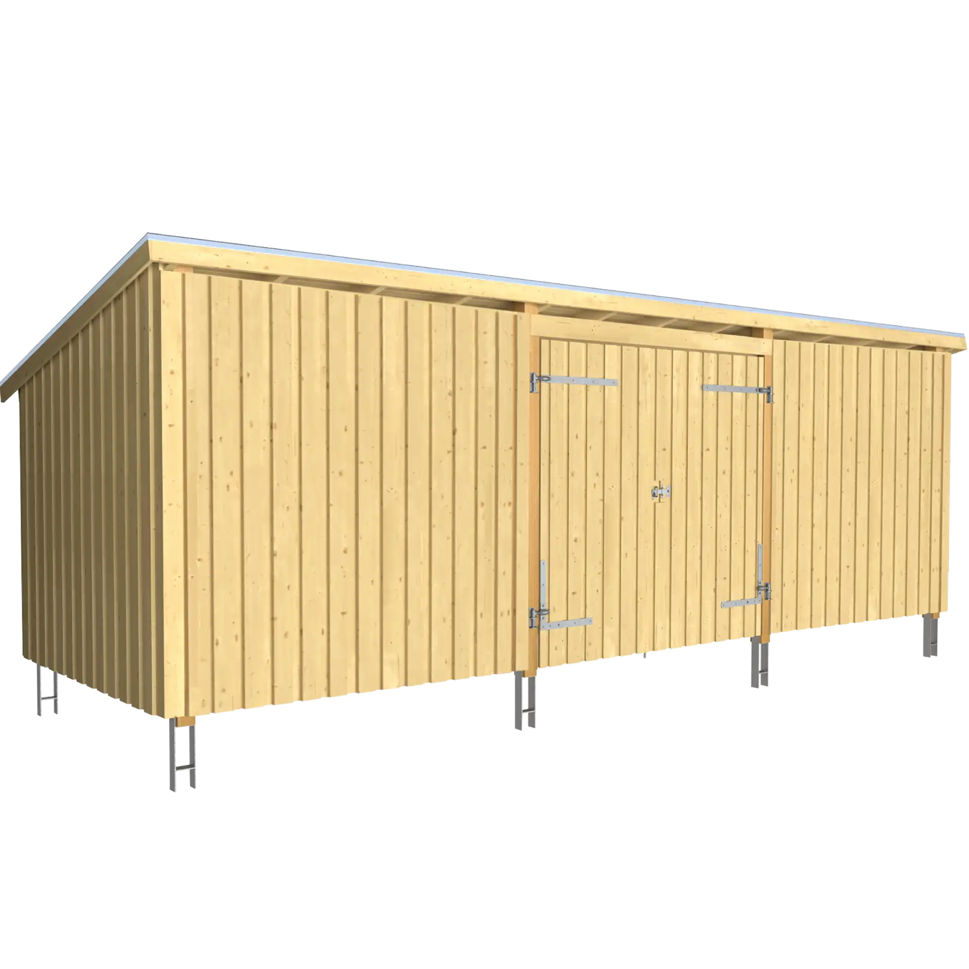 Plus Nordic Multi Havehus 14 m² 3 moduler m/dobbeltdør og lukket front tagpap/alulister/stolpefødder