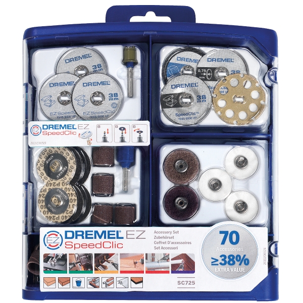 Dremel EZ SpeedClic Alsidigt Tilbehørssæt (SC725) med 70 dele