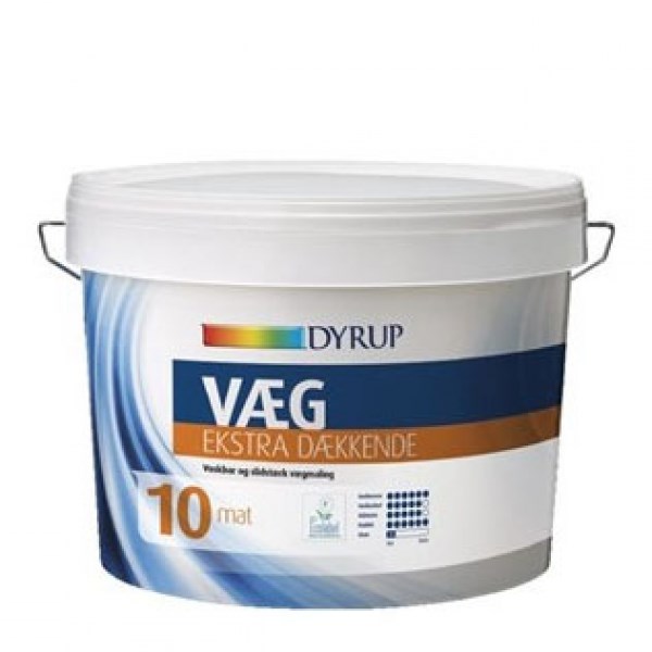 Dyrup Væg Ekstra dækkende maling glas 10 i hvid - 2,25 liter