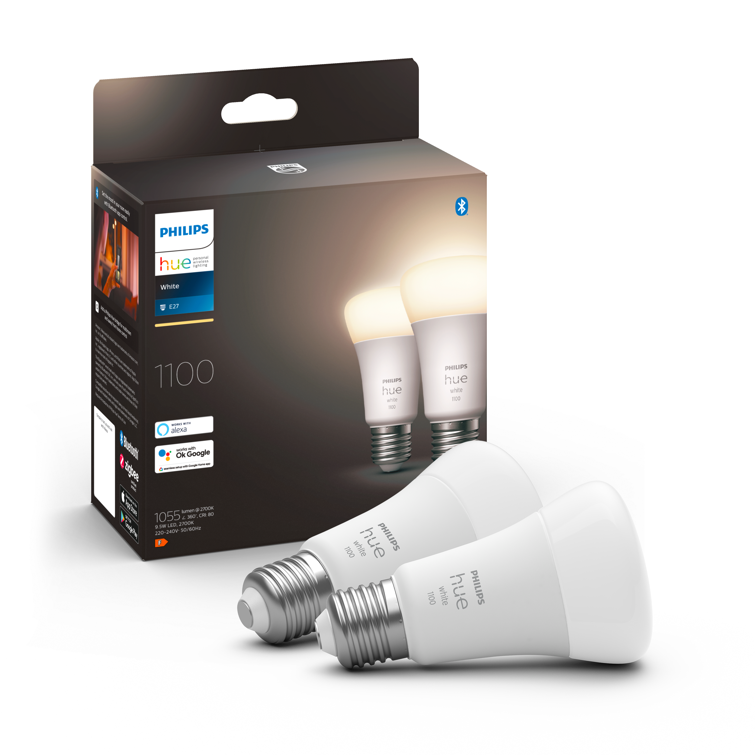 Philips Hue E27 BT White 1100 lm pære 2-pak