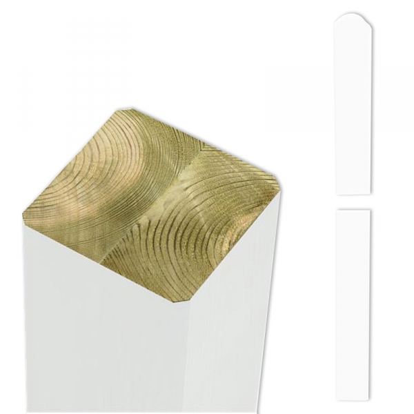 Plus stolpe trykimprægneret hvid 9x9 cm - 298 cm