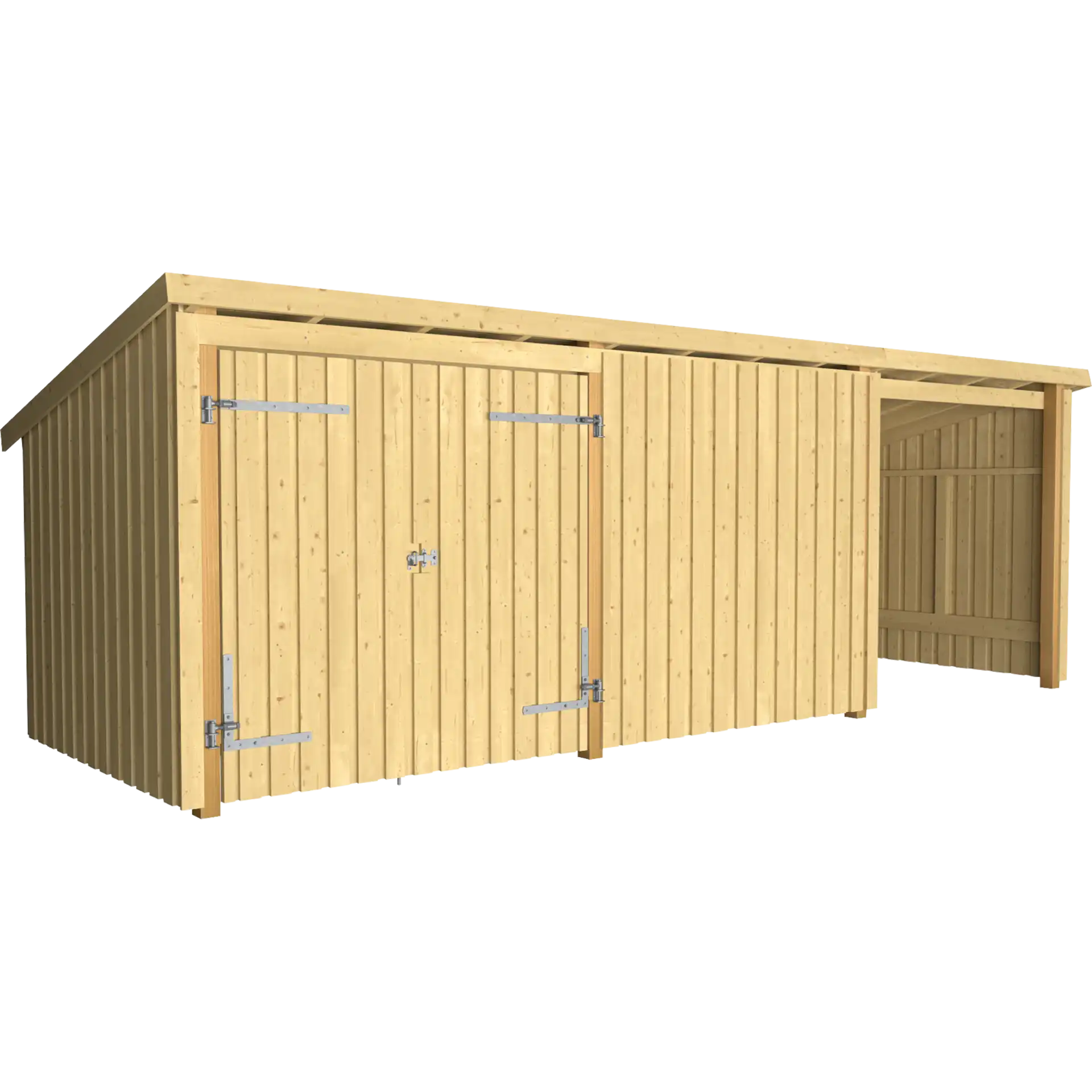 Plus Nordic Multi Havehus 14 m² - 3 moduler m/dobbeltdør og lukket/åben front