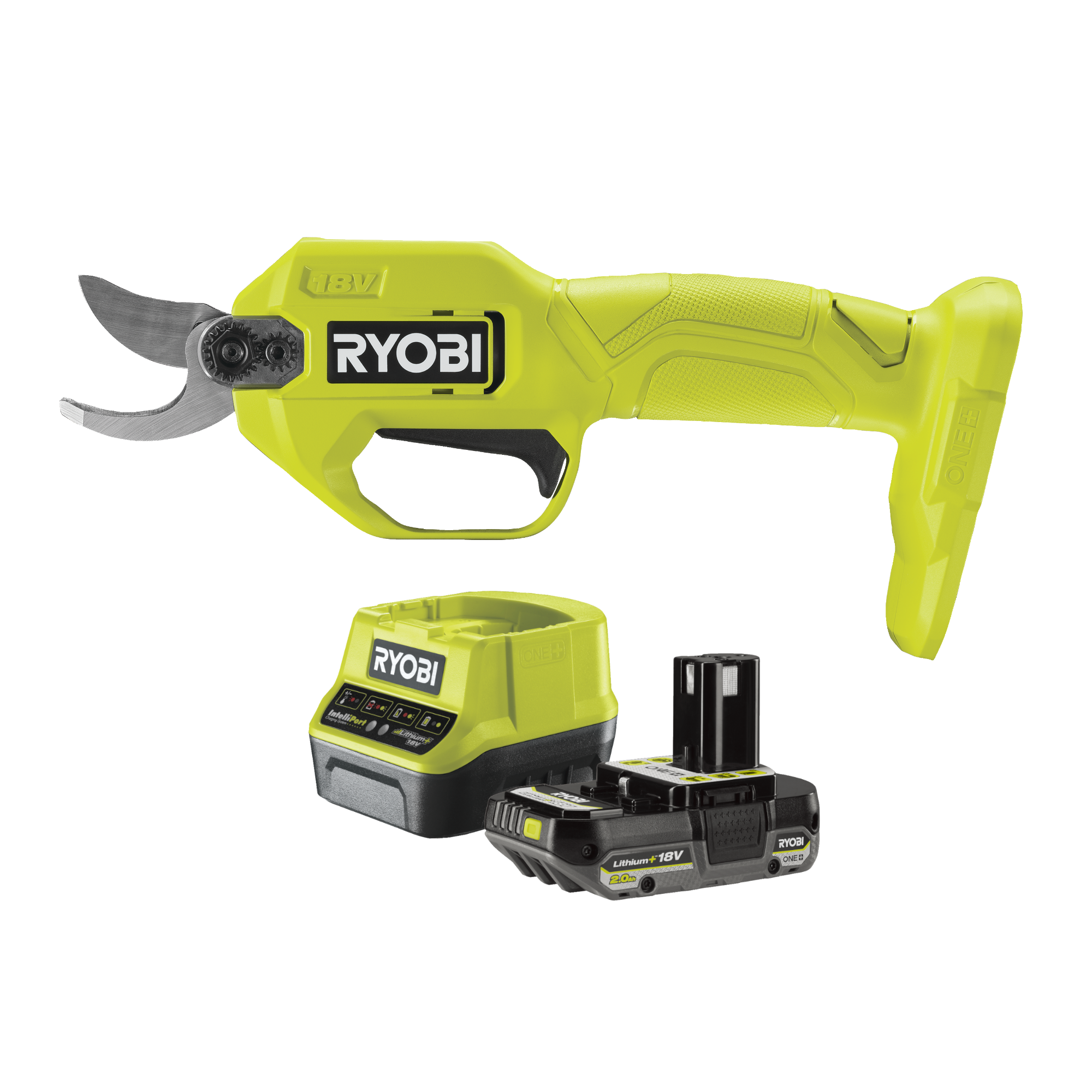 Ryobi RY18SCA-0 ONE+ 18V Grensaks med 2,0Ah batteri og hurtiglader