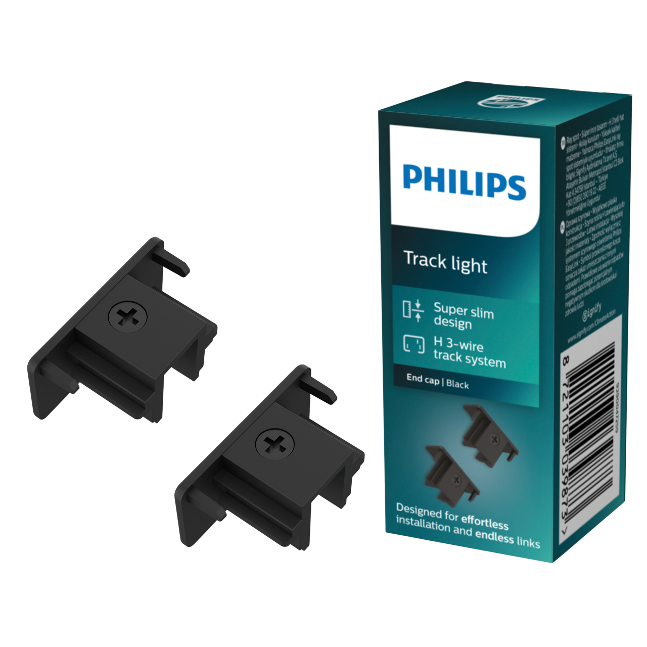 Philips EasyLink Endestykke i sort - 2 stk
