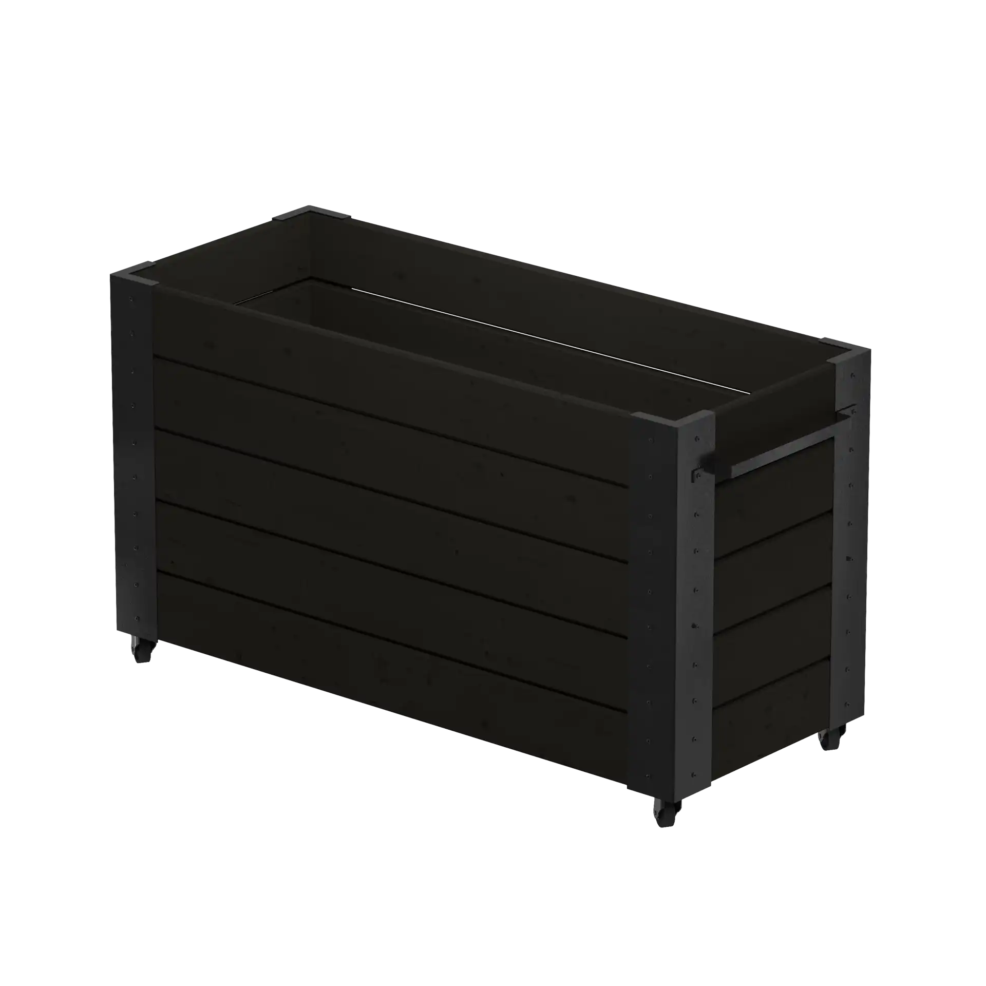 Plus Cubic Blomsterkasse med hjul i Sort RAL 9005 50×120×70 cm