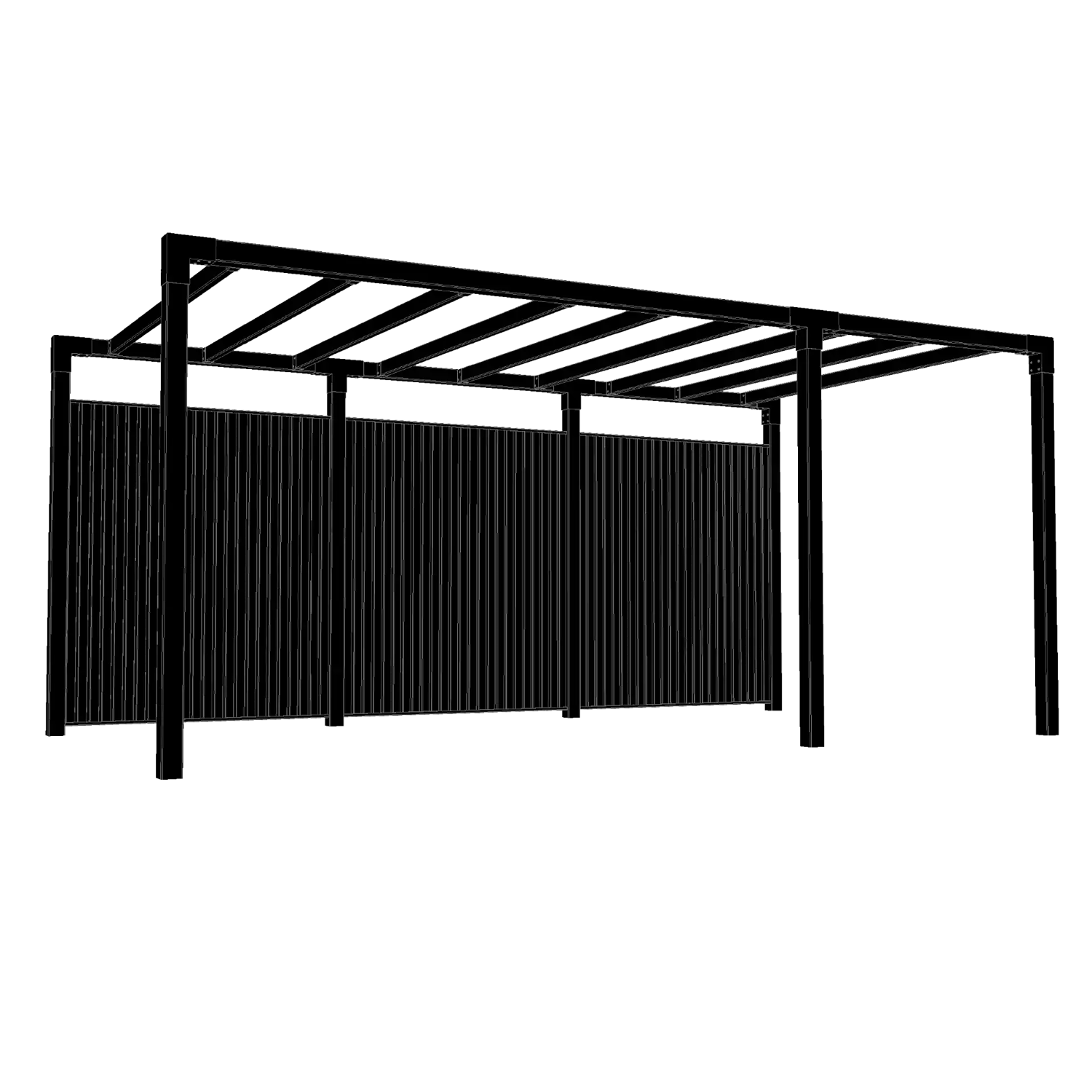 Plus Arcade Model 6 Pergola med Noor hegn i sort RAL 9005