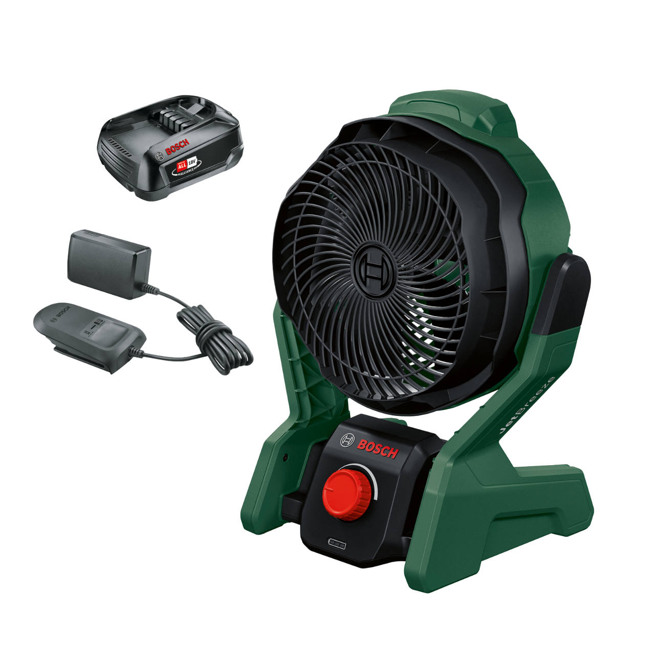 Bosch UniversalFan 18V-1000 Batteridrevet blæser med 2,0Ah batteri og lader