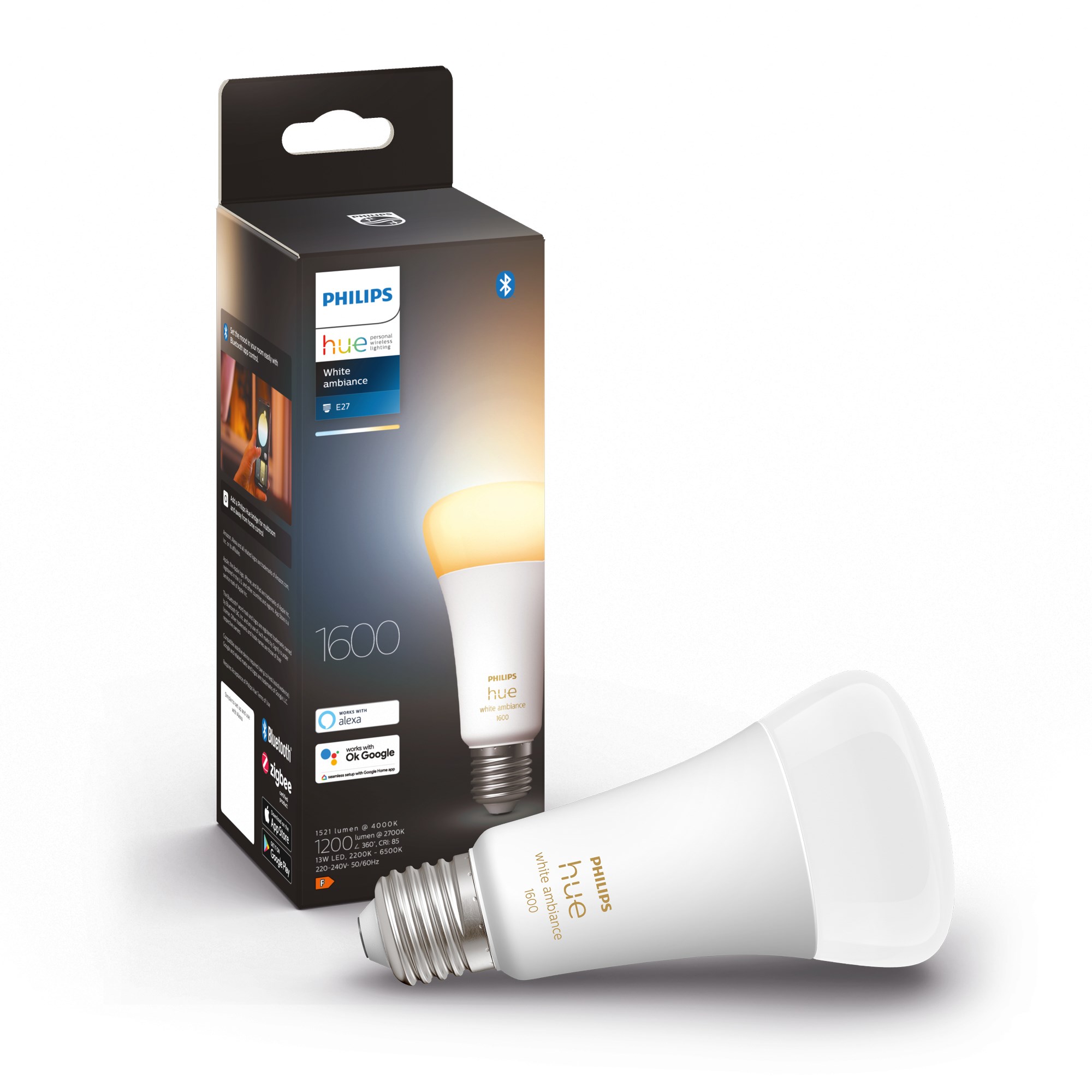 Philips Hue E27 BT White Ambiance 1600 lm pære